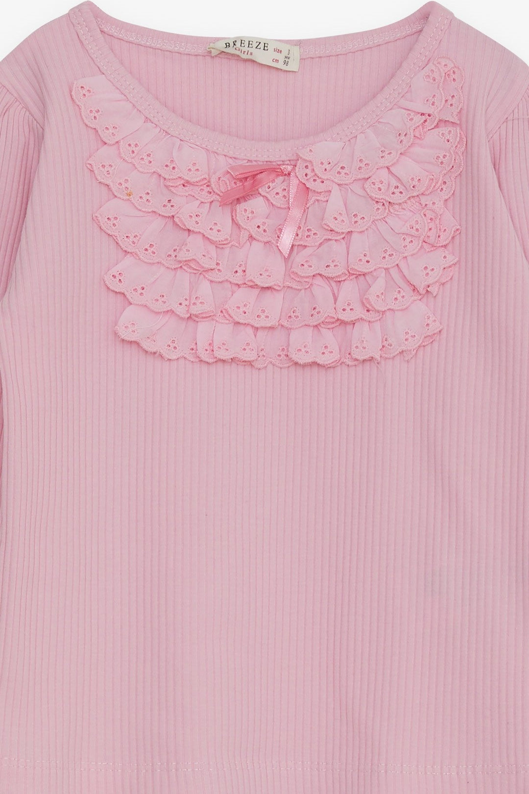 BRE Breeze Girl Child Long Sleeve Blouse with Lace Bow 3-8 Years, Pink - Alvarado