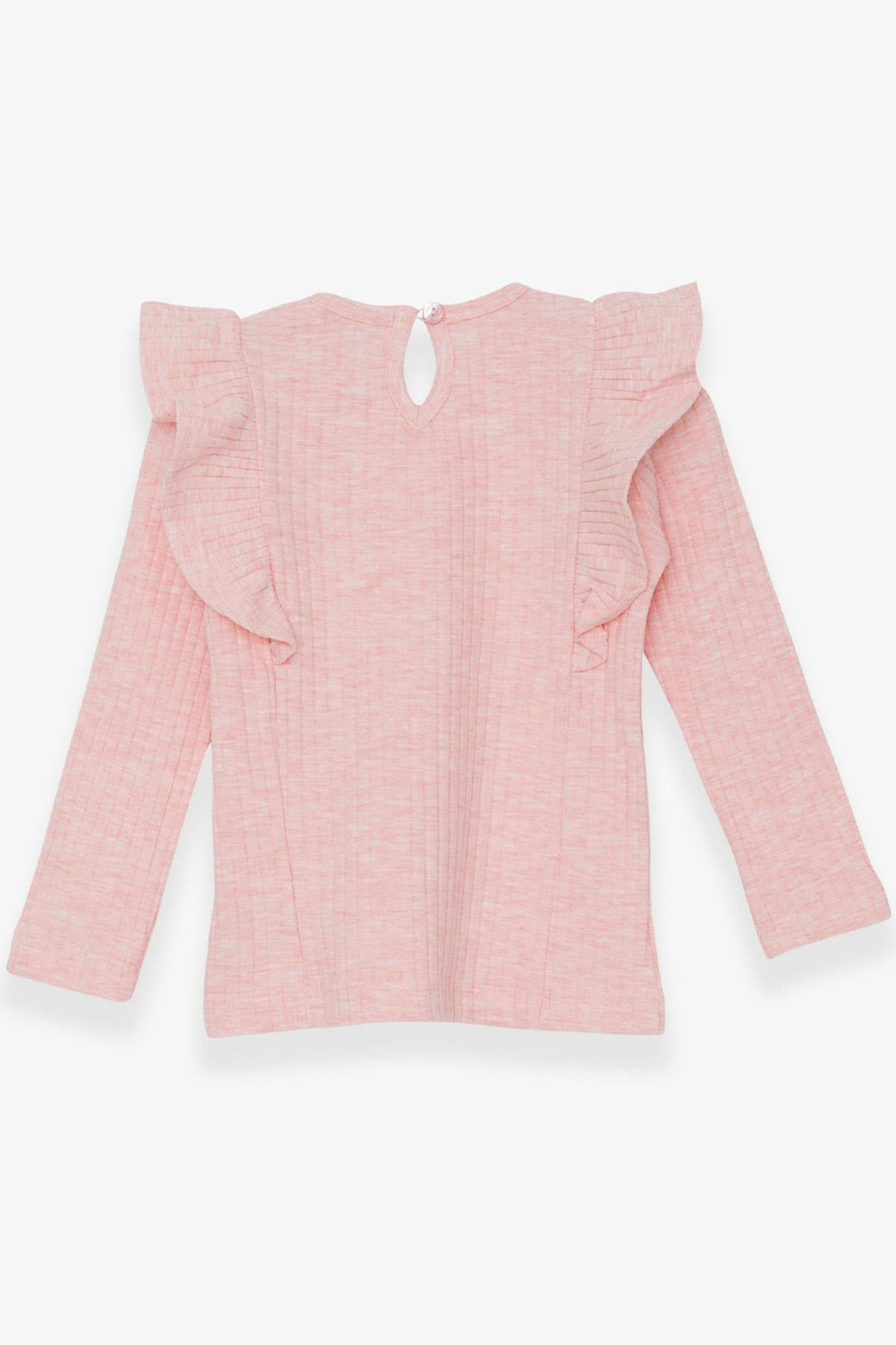 BRE Breeze Girl Child Long Sleeve Blouse with Frilly Shoulders 1.5-5 Years, Salmon Melange - Holubivske