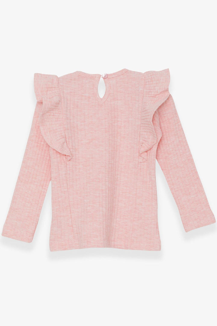 BRE Breeze Girl Child Long Sleeve Blouse with Frilly Shoulders 1.5-5 Years, Salmon Melange - Holubivske