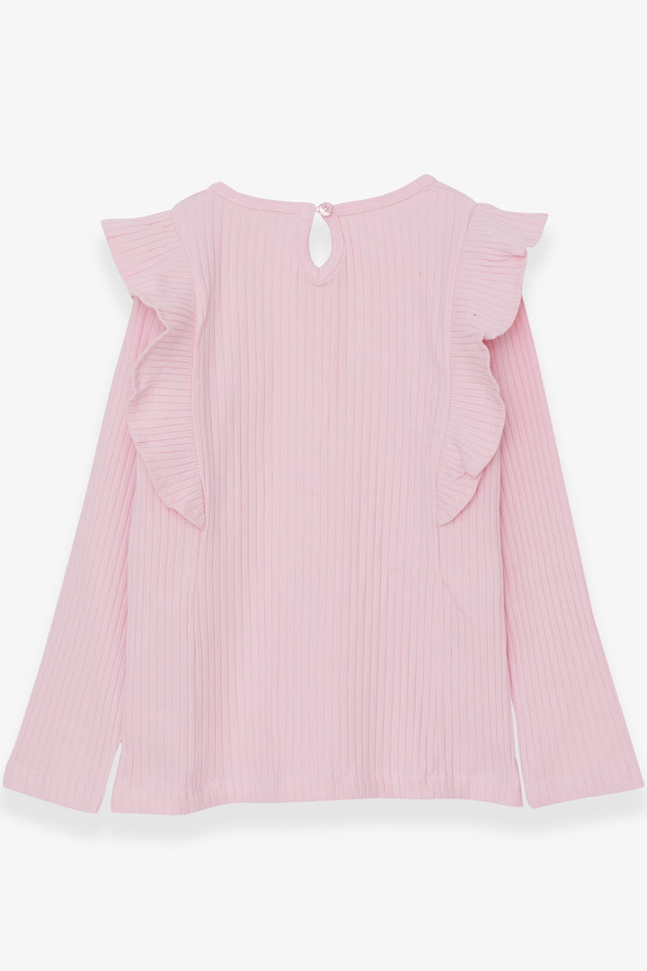 BRE Breeze Girl Child Long Sleeve Blouse with Frilly Shoulders, 62 Years, Powder - Iormughanlo