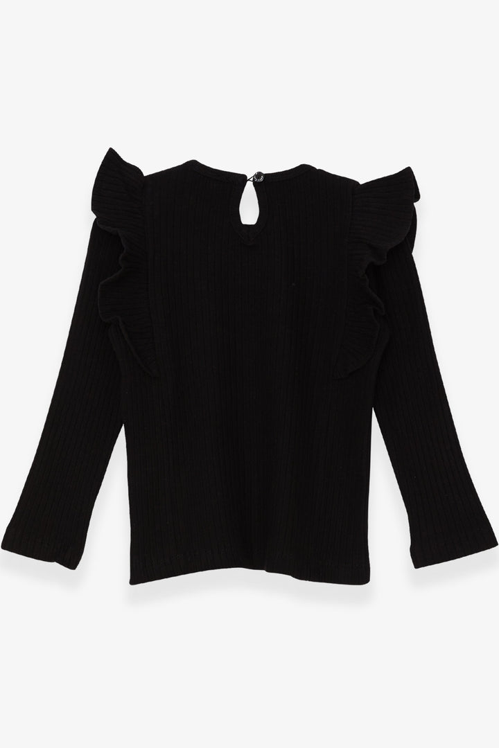 BRE Breeze Girl Child Long Sleeve Blouse with Frilly Shoulders 1.5-5 Years, Black - Faro