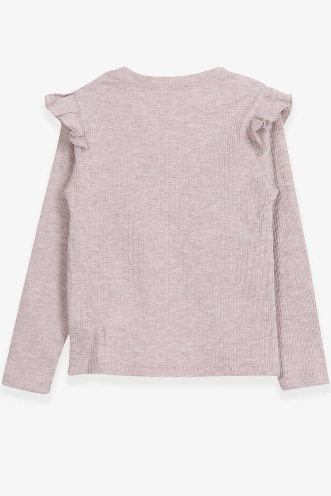BRE Breeze Girl Child Long Sleeve Blouse with Ruffle Detail on Shoulders, 84 Years, Beige Melange - Podujevë