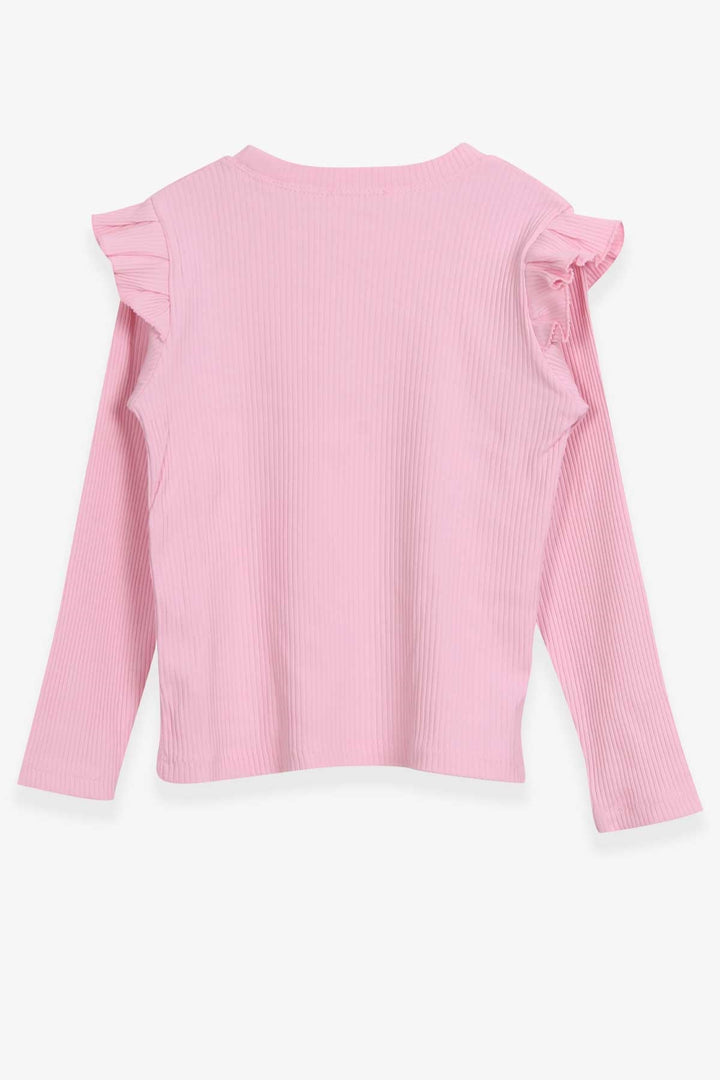 BRE Breeze Girl Child Long Sleeve Blouse with Ruffle Detail Shoulder 84 Years, Powder - Rovereto