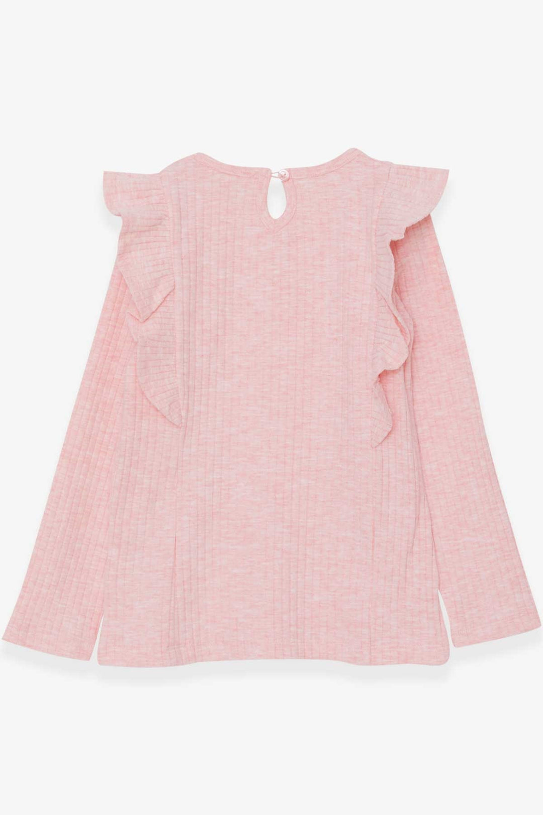 BRE Breeze Girl Child Long Sleeve Blouse with Frilly Shoulders 62 Years, Salmon Melange - Florence