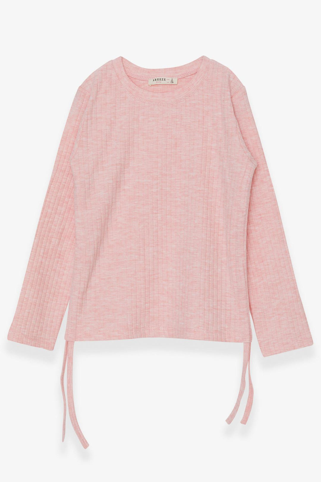 BRE Breeze Girl Child Long Sleeve Blouse with Ruched Sides 84 Years, Salmon Melange - Peachtree City