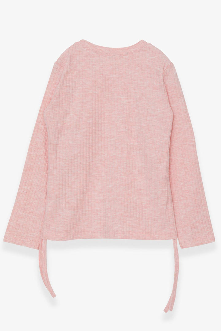 BRE Breeze Girl Child Long Sleeve Blouse with Ruched Sides 84 Years, Salmon Melange - Peachtree City