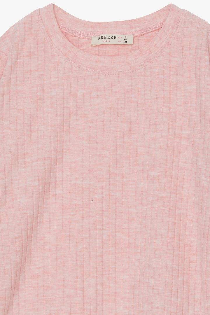 BRE Breeze Girl Child Long Sleeve Blouse with Ruched Sides 84 Years, Salmon Melange - Peachtree City