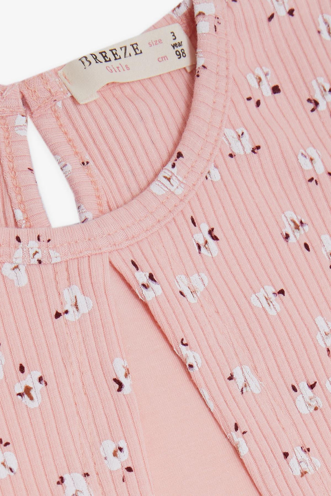 BRE Breeze Girl Child Long Sleeve Dress with Tulle Flower Pattern, 3-8 Years, Salmon - Ipswich