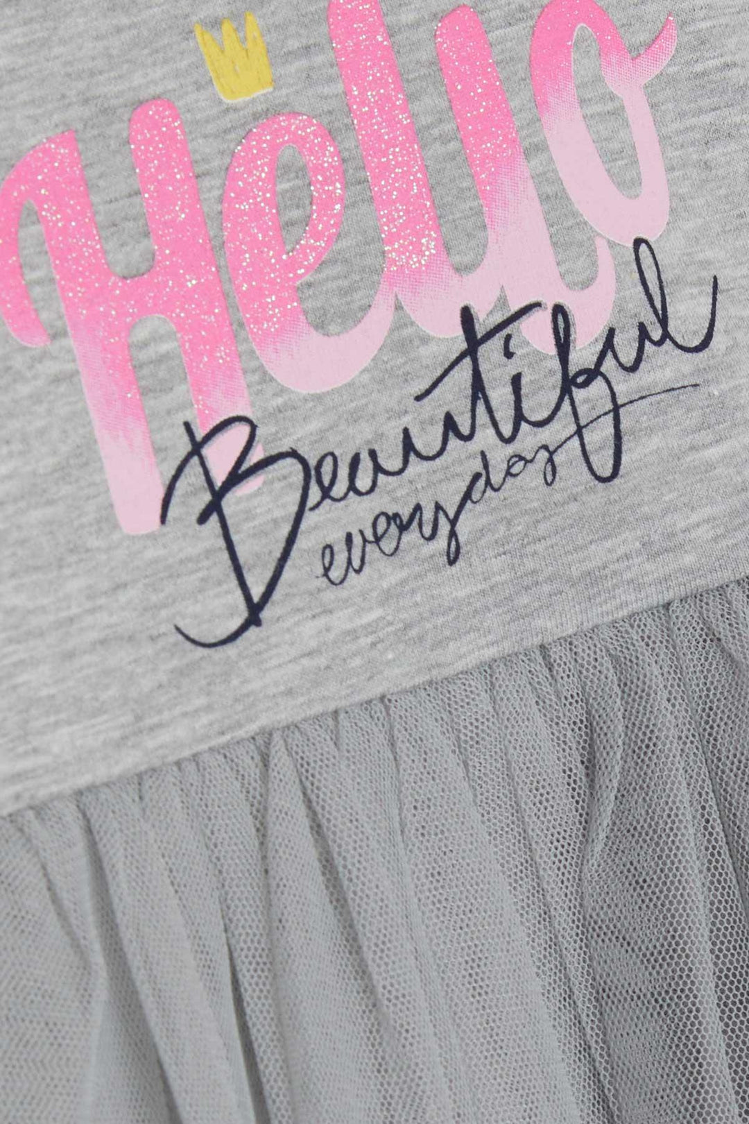 BRE Breeze Girl Child Long Sleeve Dress Printed Tulle 1.5-5 Years, Grey Melange - Kaneohe