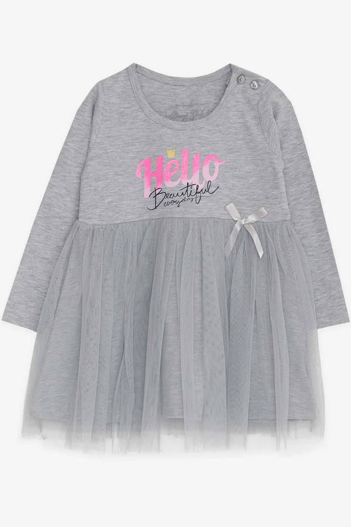BRE Breeze Girl Child Long Sleeve Dress Printed Tulle 1.5-5 Years, Grey Melange - Kaneohe