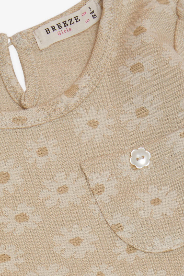 BRE Breeze Girl Child Long Sleeve Dress with Pockets Floral Patterned 1.5-5 Years, Cream - Romny