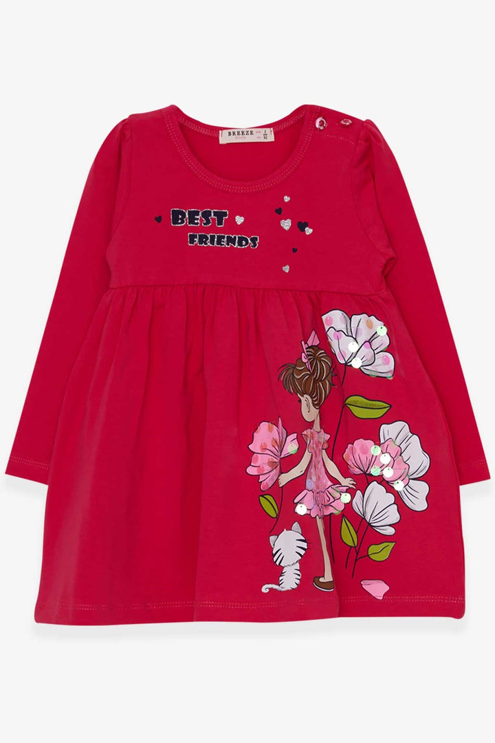 BRE Breeze Girl Child Long Sleeve Dress Floral Girl Printed 2-6 Years, Fuchsia - Gloucester