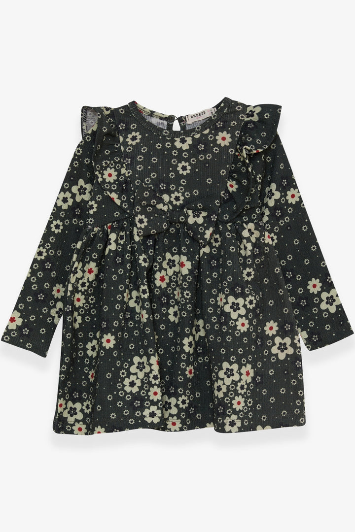 BRE Breeze Girl Child Long Sleeve Dress with Flower Pattern 1.5-5 Years, Dark Green - Bagheria
