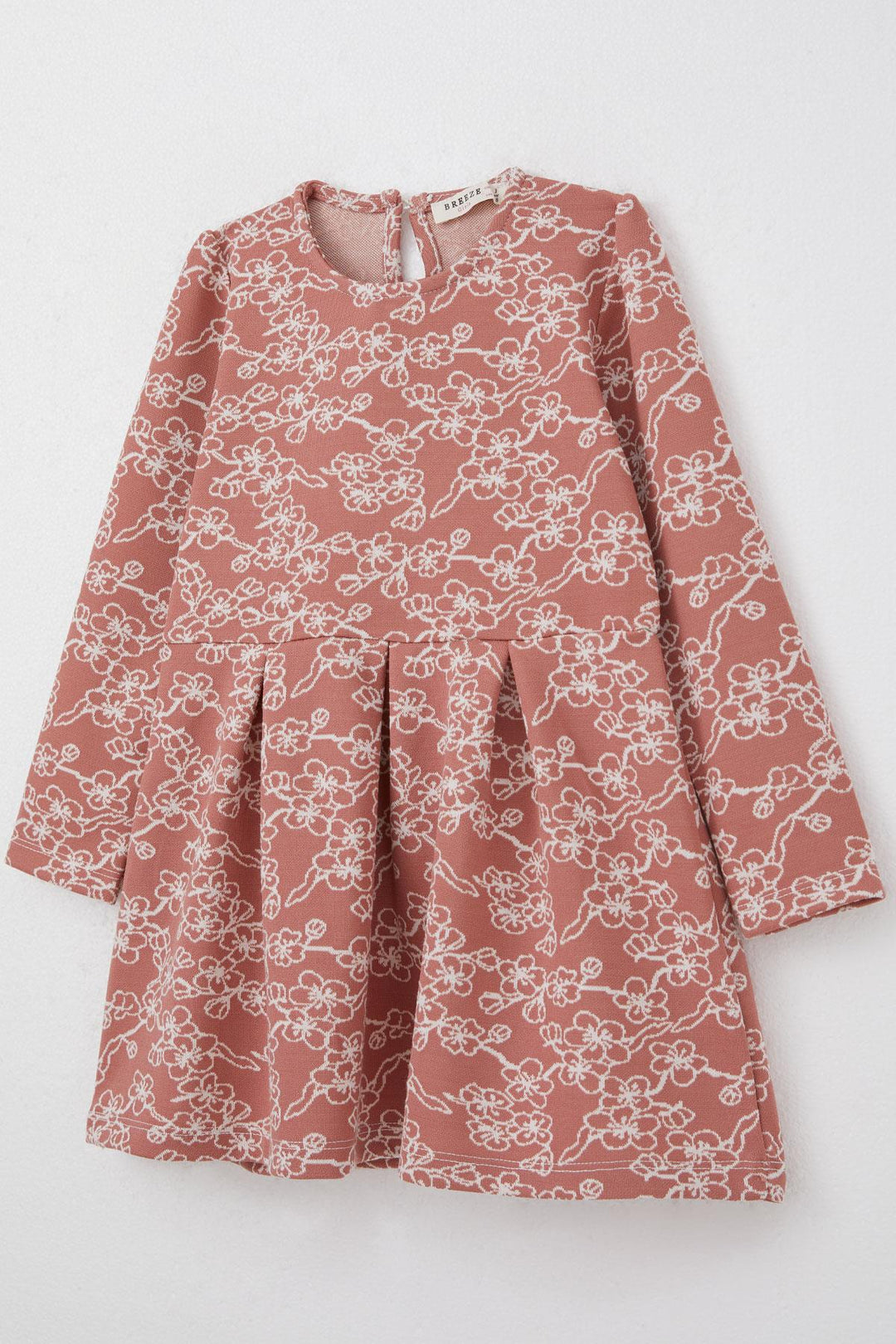 BRE Breeze Girl Child Long Sleeve Dress with Flower Pattern 1.5-5 Years, Terracotta - Shrewsbury