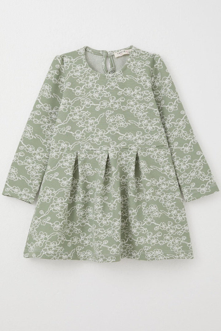 BRE Breeze Girl Child Long Sleeve Dress with Flower Pattern 1.5-5 Years, Mint Green - Bognor Regis