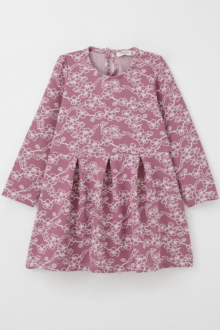 BRE Breeze Girl Child Long Sleeve Dress with Flower Pattern 1.5-5 Years, Rose Pink - Woodbridge