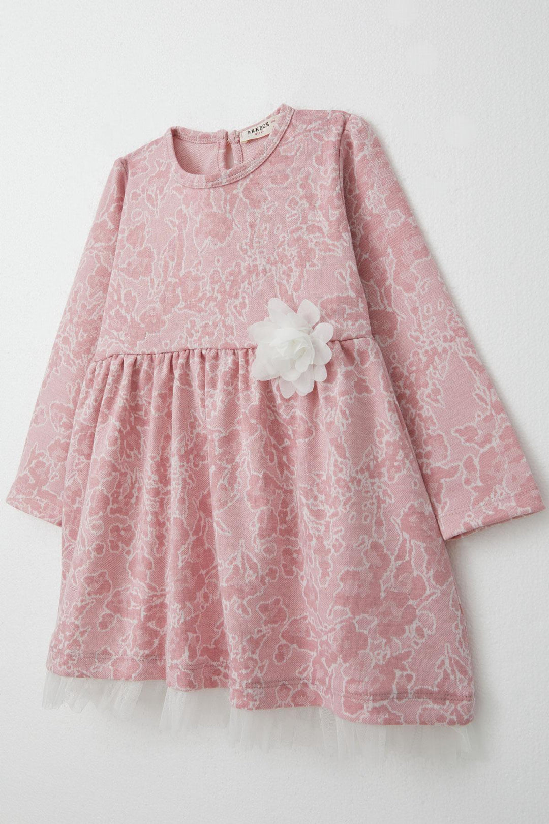 BRE Breeze Girl Child Long Sleeve Dress with Flower Pattern 3-7 Years, Rose Pink - Barsinghausen