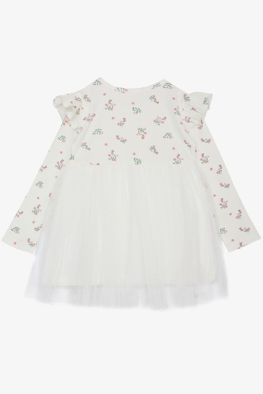 BRE Breeze Girl Child Long Sleeve Dress with Flower Pattern Ruffled Bow 3-7 Years, Ecru - West Sacramento