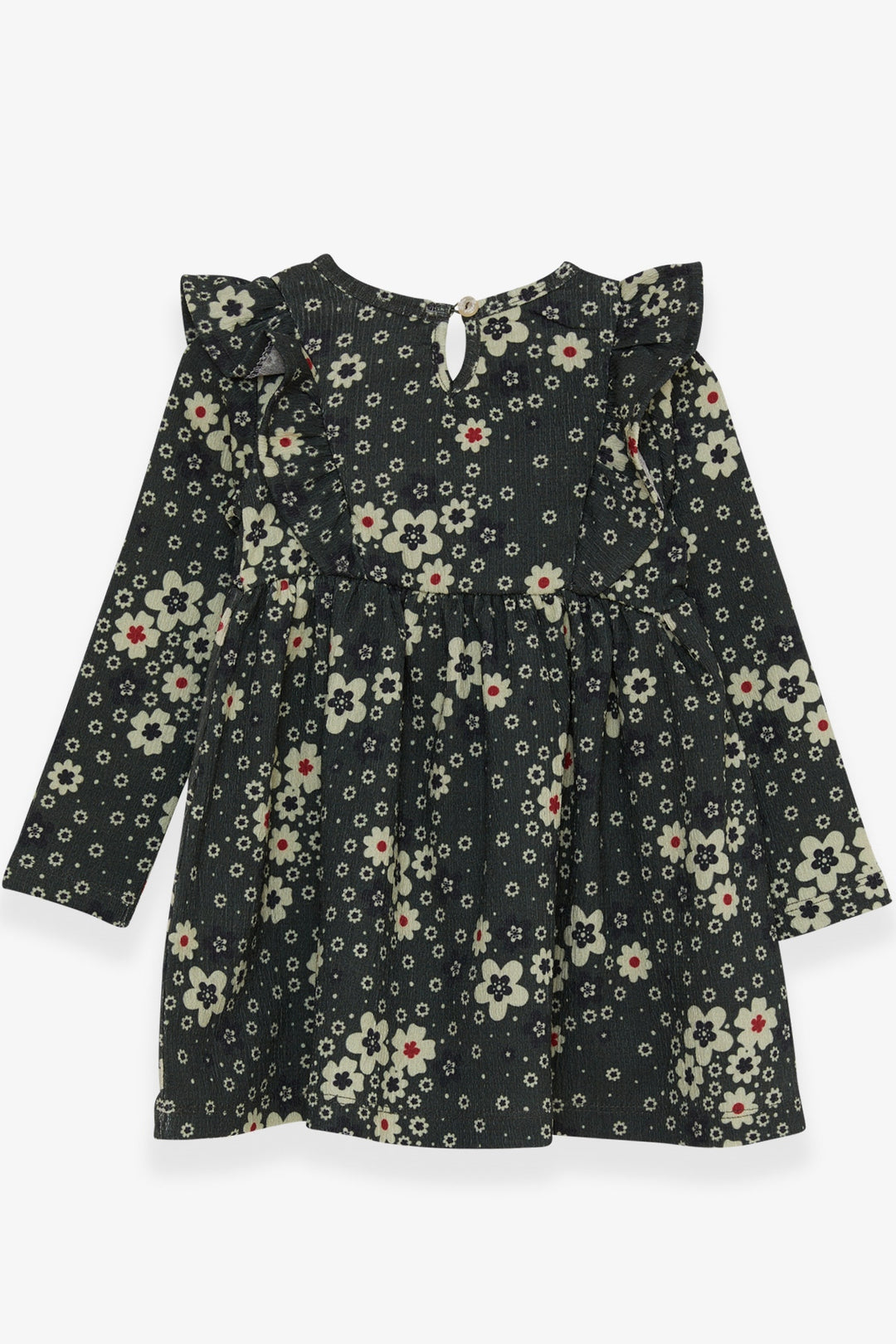 BRE Breeze Girl Child Long Sleeve Dress with Flower Pattern 1.5-5 Years, Dark Green - Bagheria