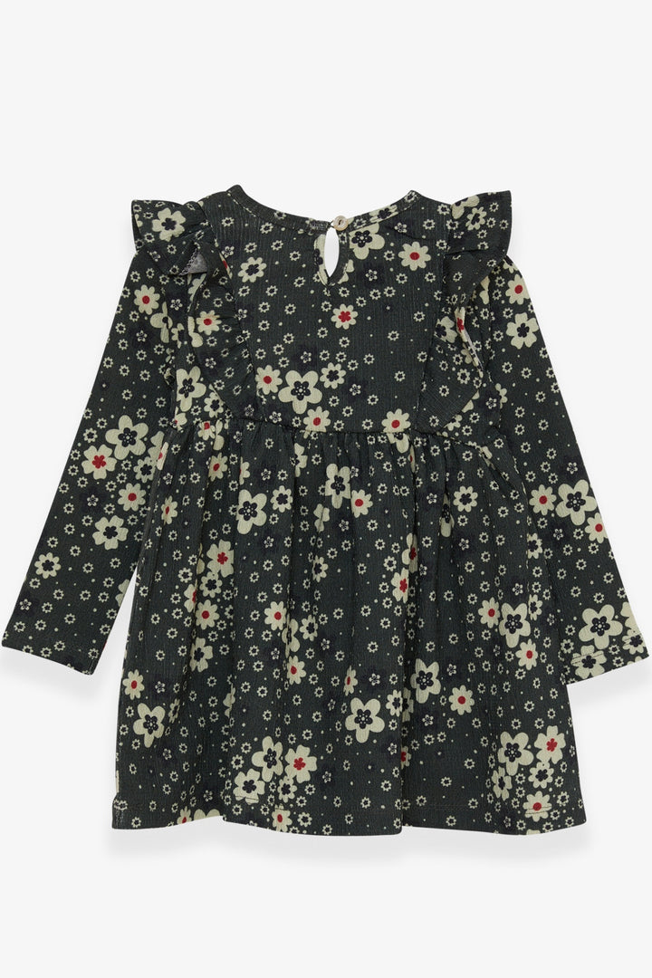BRE Breeze Girl Child Long Sleeve Dress with Flower Pattern 1.5-5 Years, Dark Green - Bagheria
