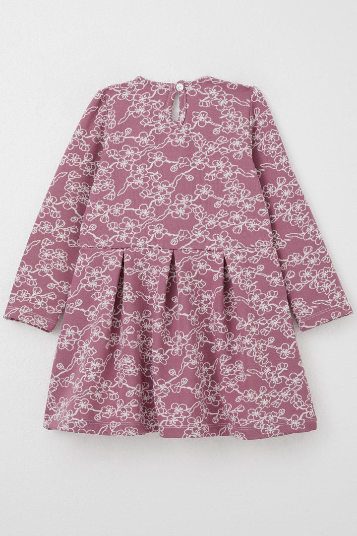BRE Breeze Girl Child Long Sleeve Dress with Flower Pattern 1.5-5 Years, Rose Pink - Woodbridge