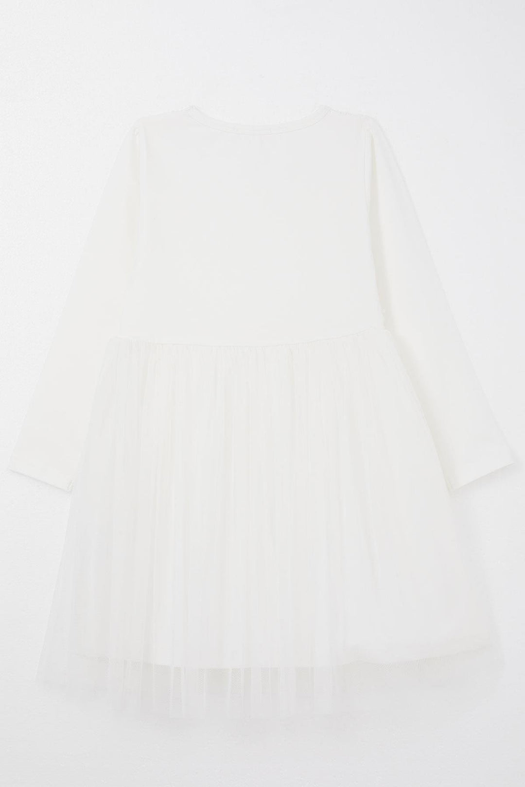 BRE Girl's Long Dress with Flower Guipure Embroidery, 4-8 Years, White - Imola