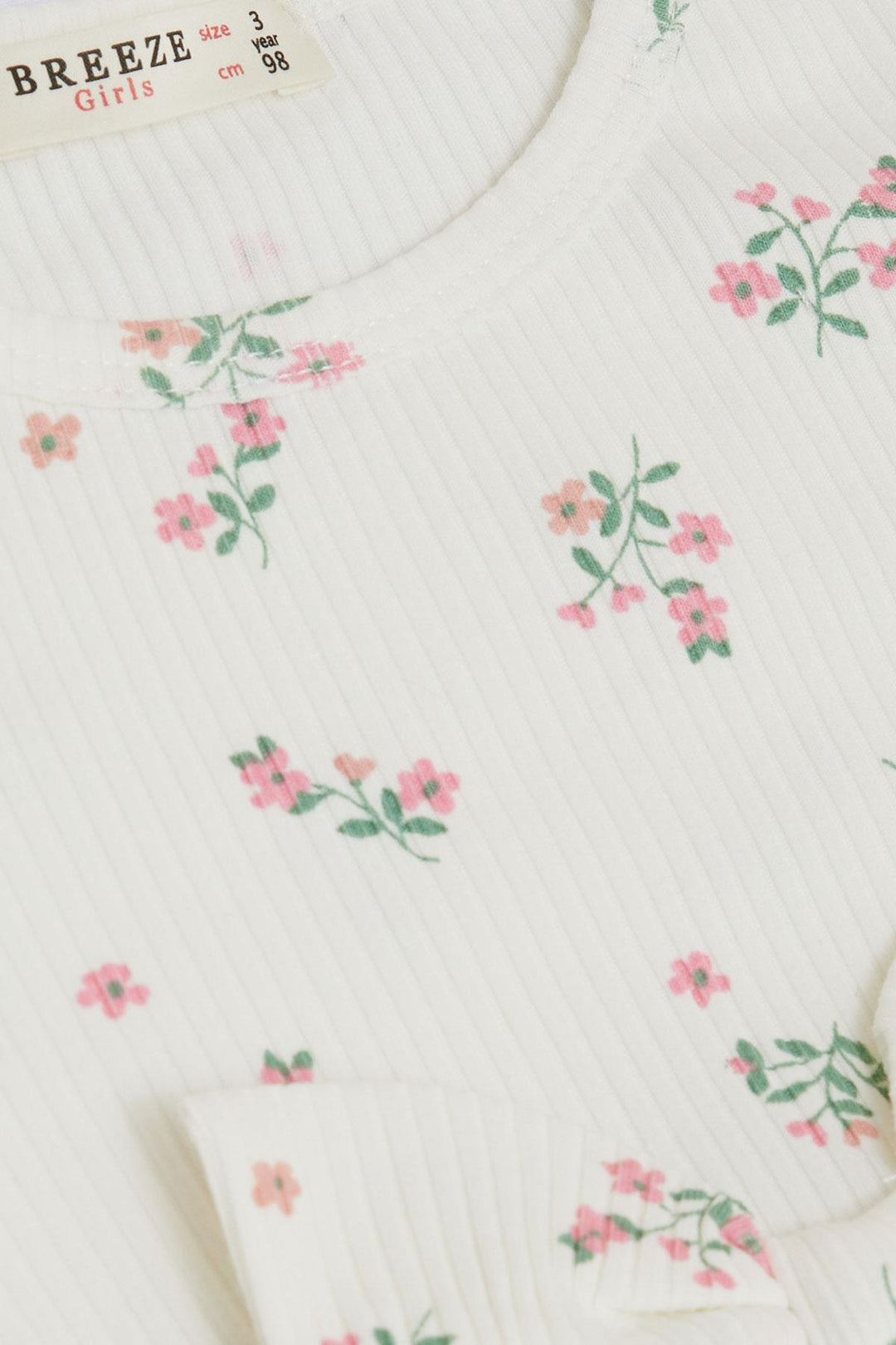 BRE Breeze Girl Child Long Sleeve Dress with Flower Pattern Ruffled Bow 3-7 Years, Ecru - West Sacramento