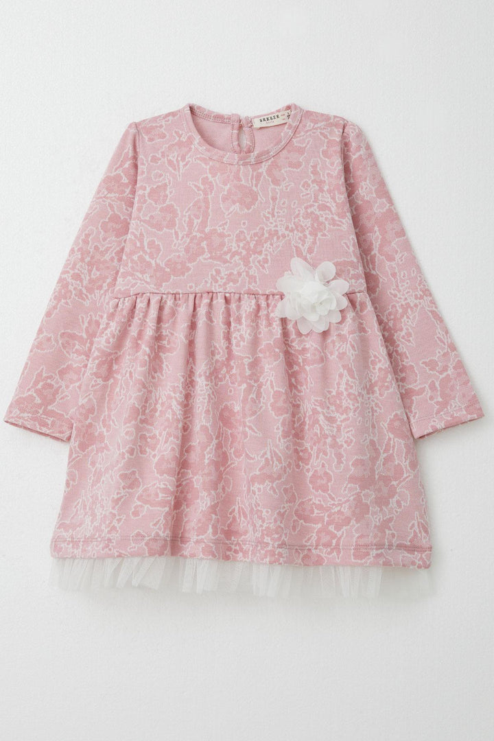 BRE Breeze Girl Child Long Sleeve Dress with Flower Pattern 3-7 Years, Rose Pink - Barsinghausen