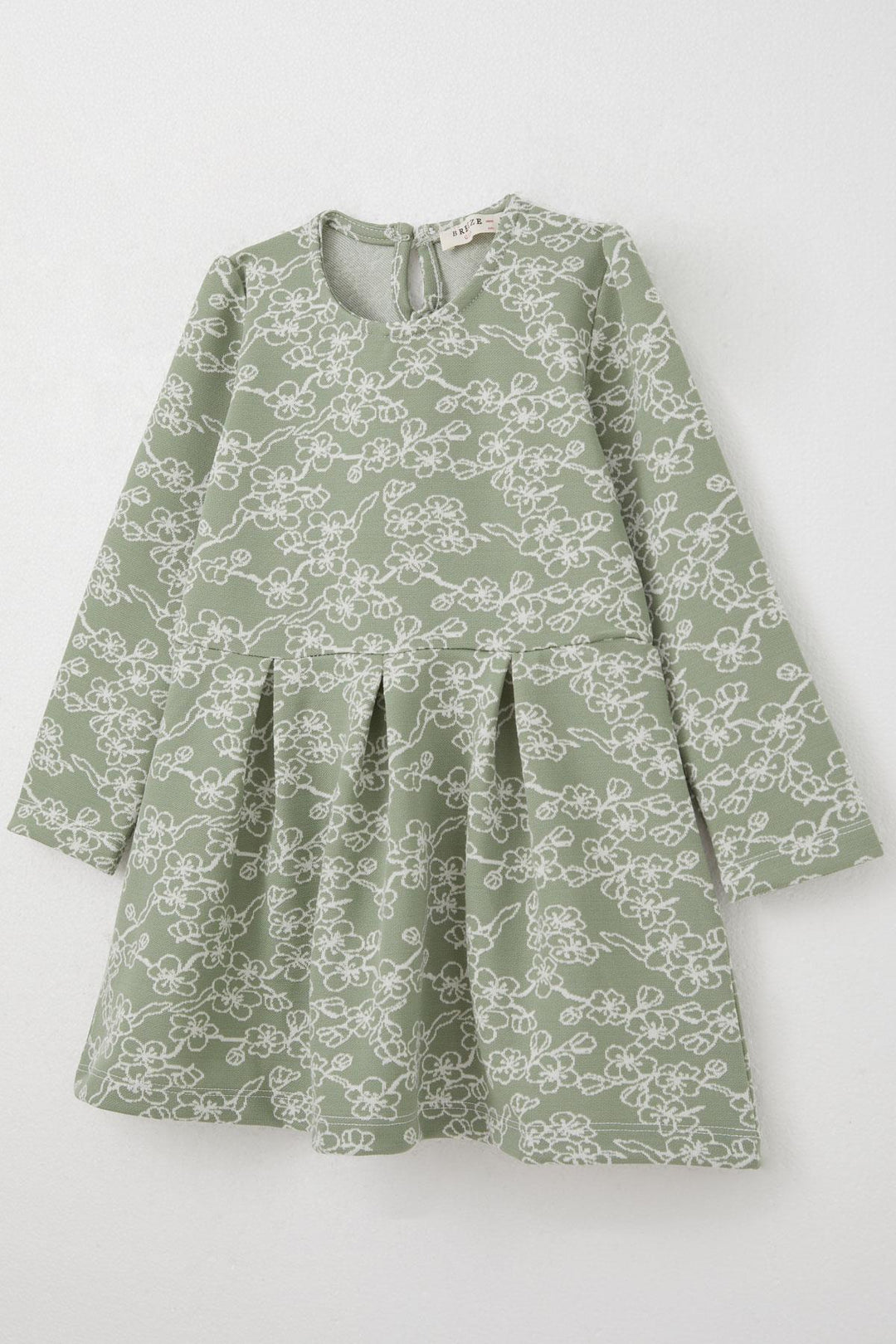 BRE Breeze Girl Child Long Sleeve Dress with Flower Pattern 1.5-5 Years, Mint Green - Bognor Regis