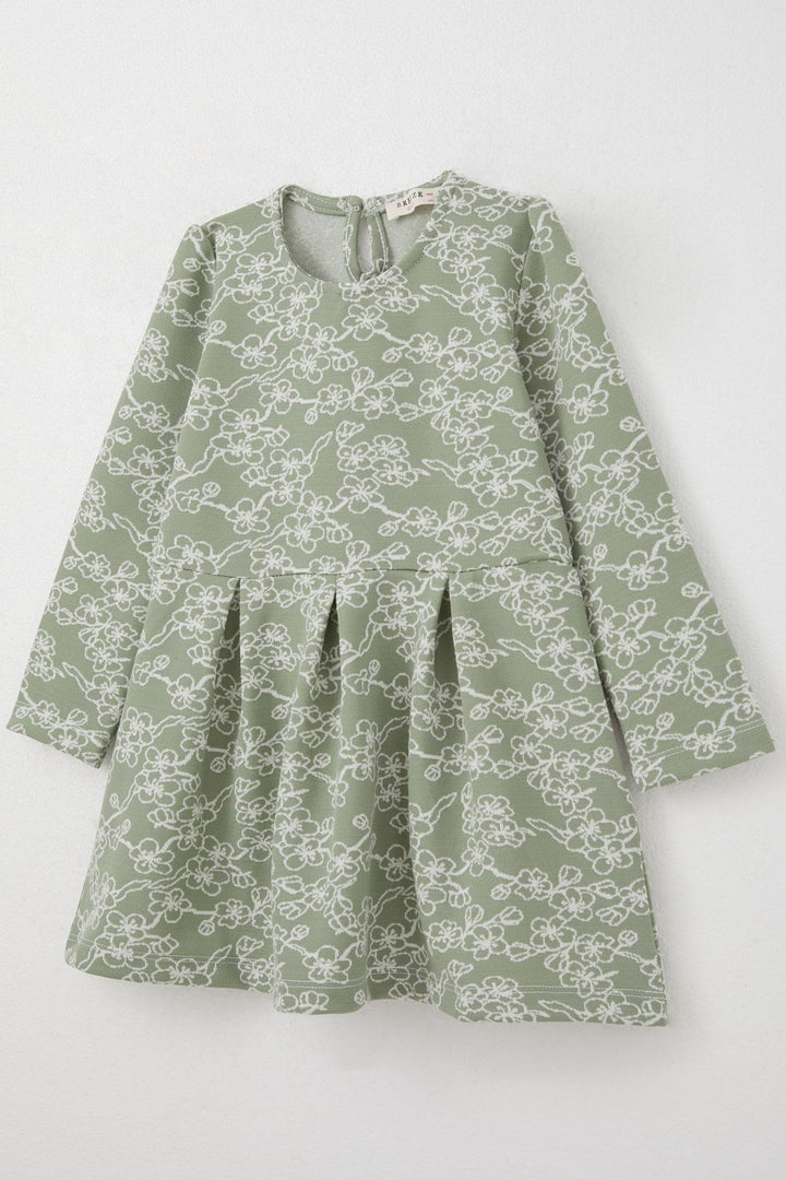 BRE Breeze Girl Child Long Sleeve Dress with Flower Pattern 1.5-5 Years, Mint Green - Bognor Regis