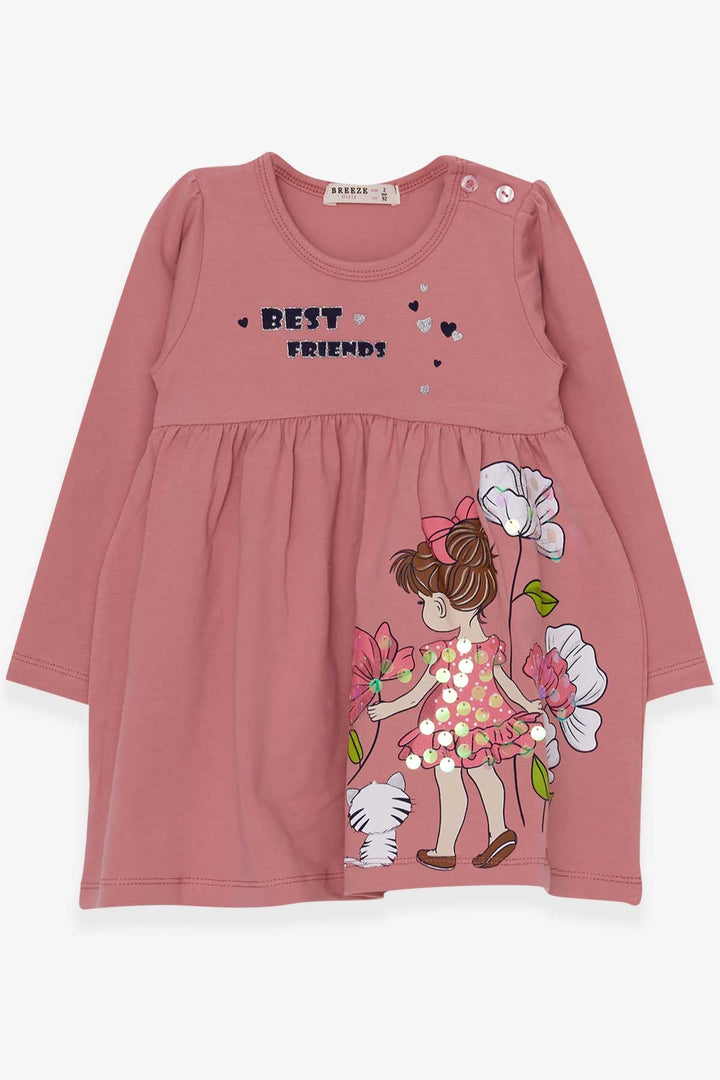 BRE Breeze Girl Child Long Sleeve Dress Floral Girl Printed 2-6 Years, Rose Pink - Bristol