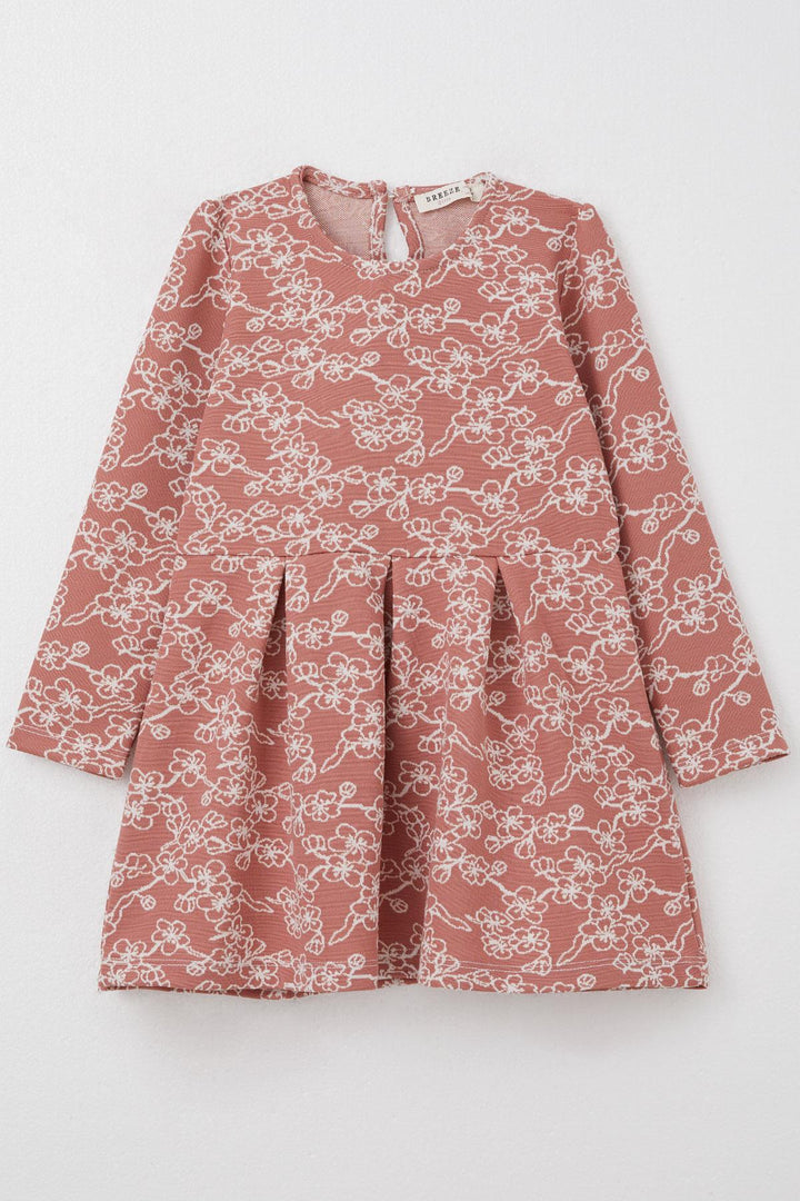 BRE Breeze Girl Child Long Sleeve Dress with Flower Pattern 1.5-5 Years, Terracotta - Shrewsbury