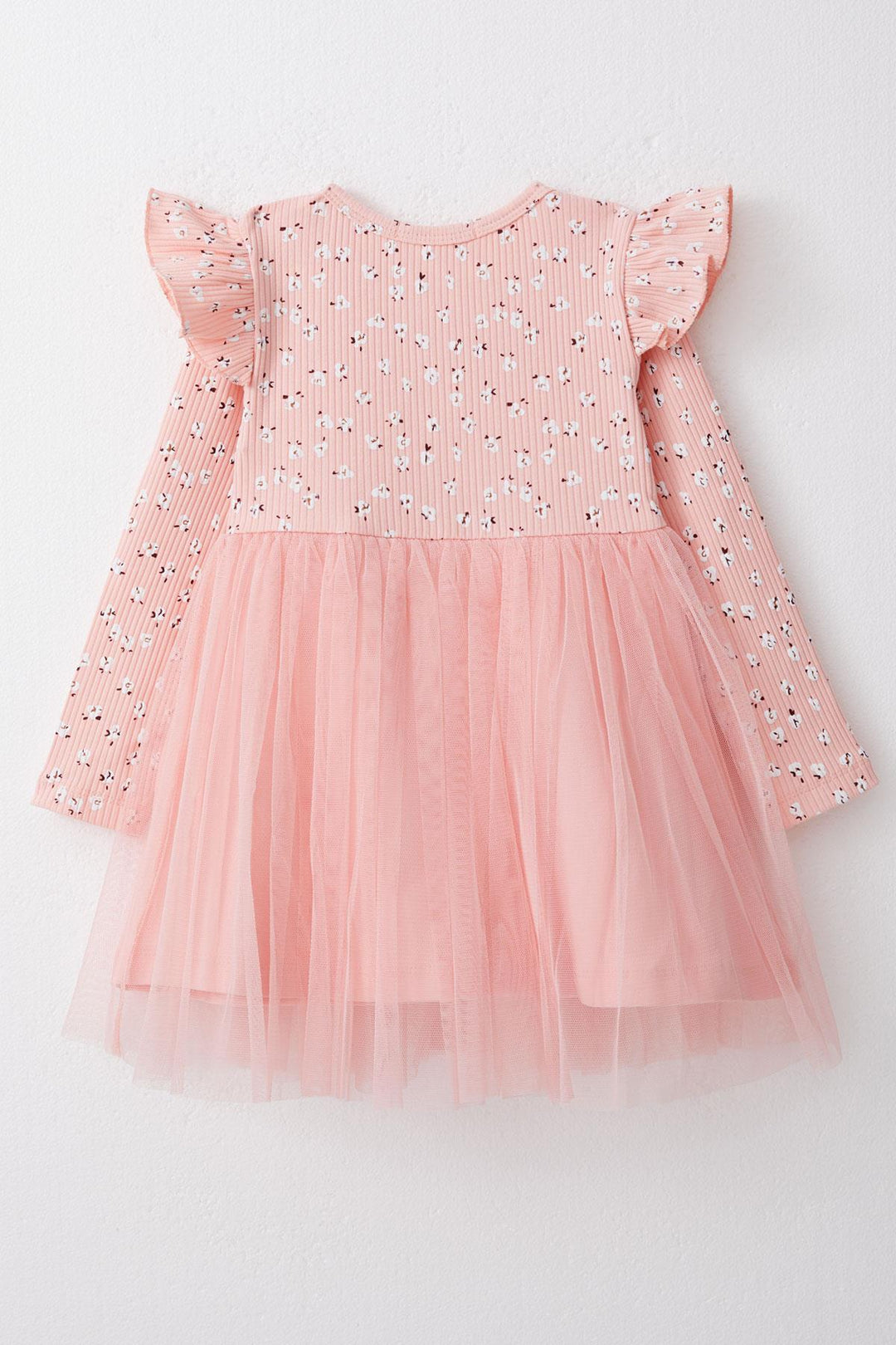 BRE Breeze Girl Child Long Sleeve Dress with Floral Bow Tulle 1.5-5 Years, Salmon - Romford