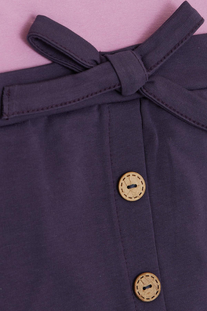 BRE Breeze Girl Child Long Sleeve Dress with Button Accessory Bow 3-8 Years, Lilac - Corby