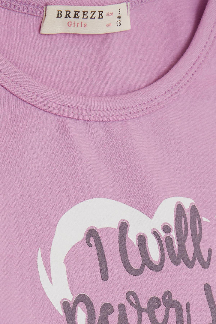 BRE Breeze Girl Child Long Sleeve Dress with Button Accessory Bow 3-8 Years, Lilac - Corby