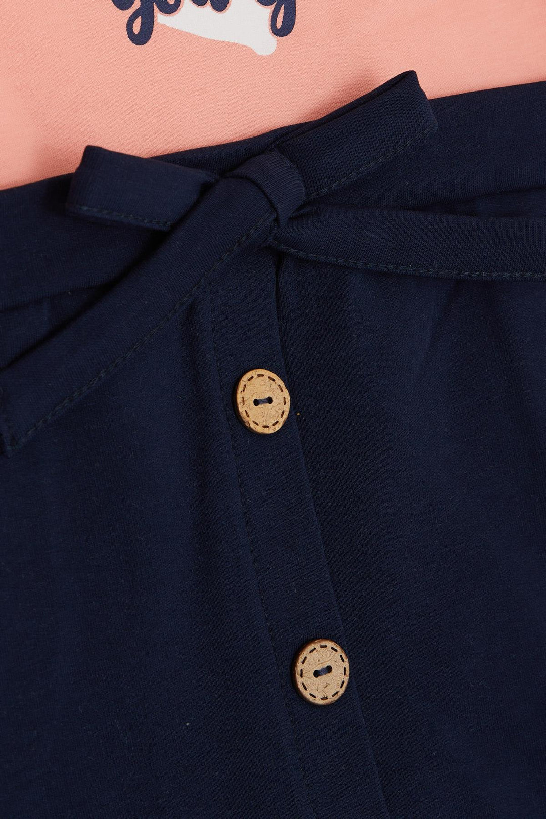 BRE Breeze Girl Child Long Sleeve Dress with Button Accessory Bow 3-8 Years, Salmon - Hillsborough