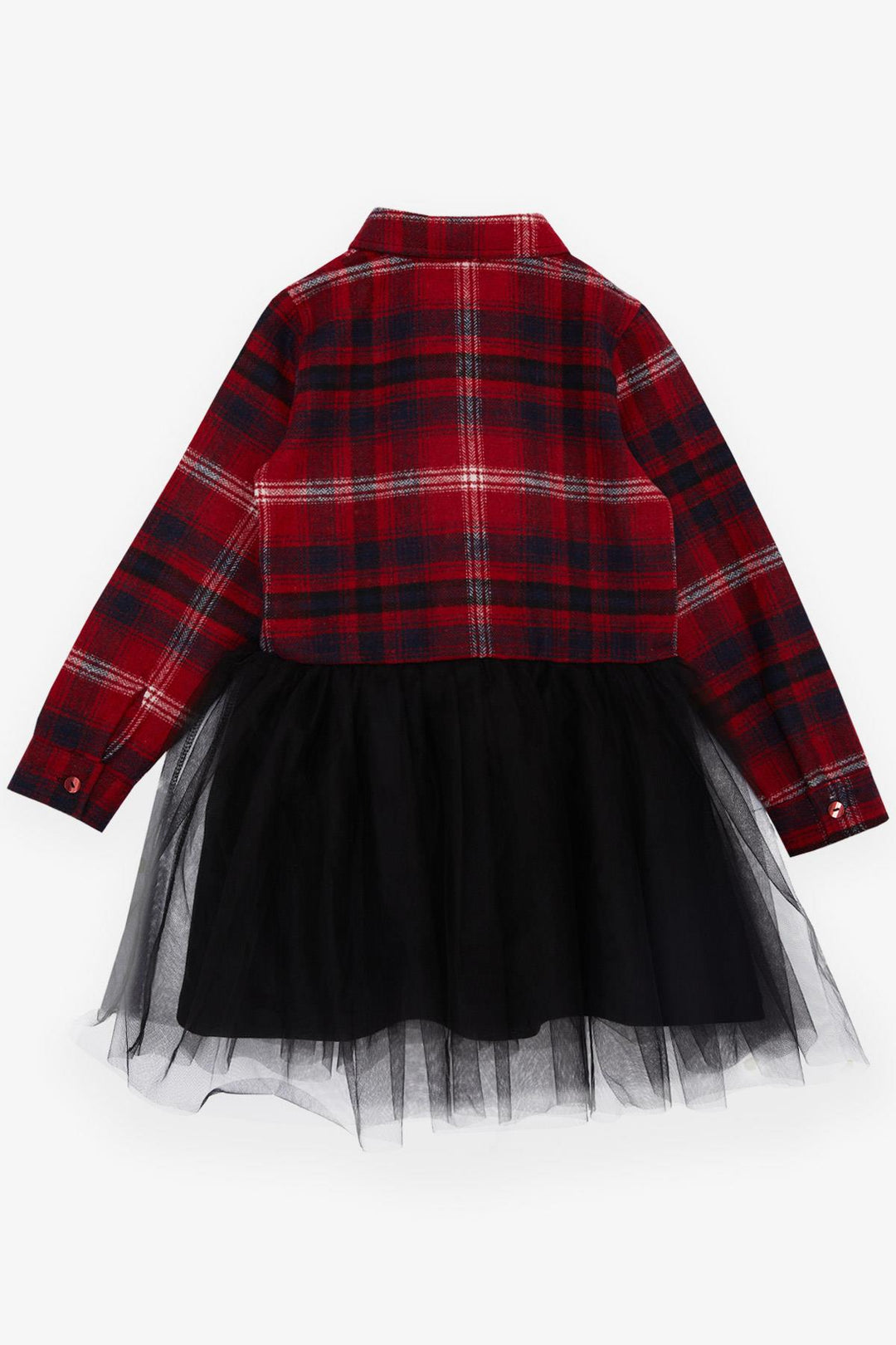 BRE Breeze Girl Child's Long-Sleeved Dress with Plaid Skirt Tulle, 62 Years, Mixed Color - Council Bluffs