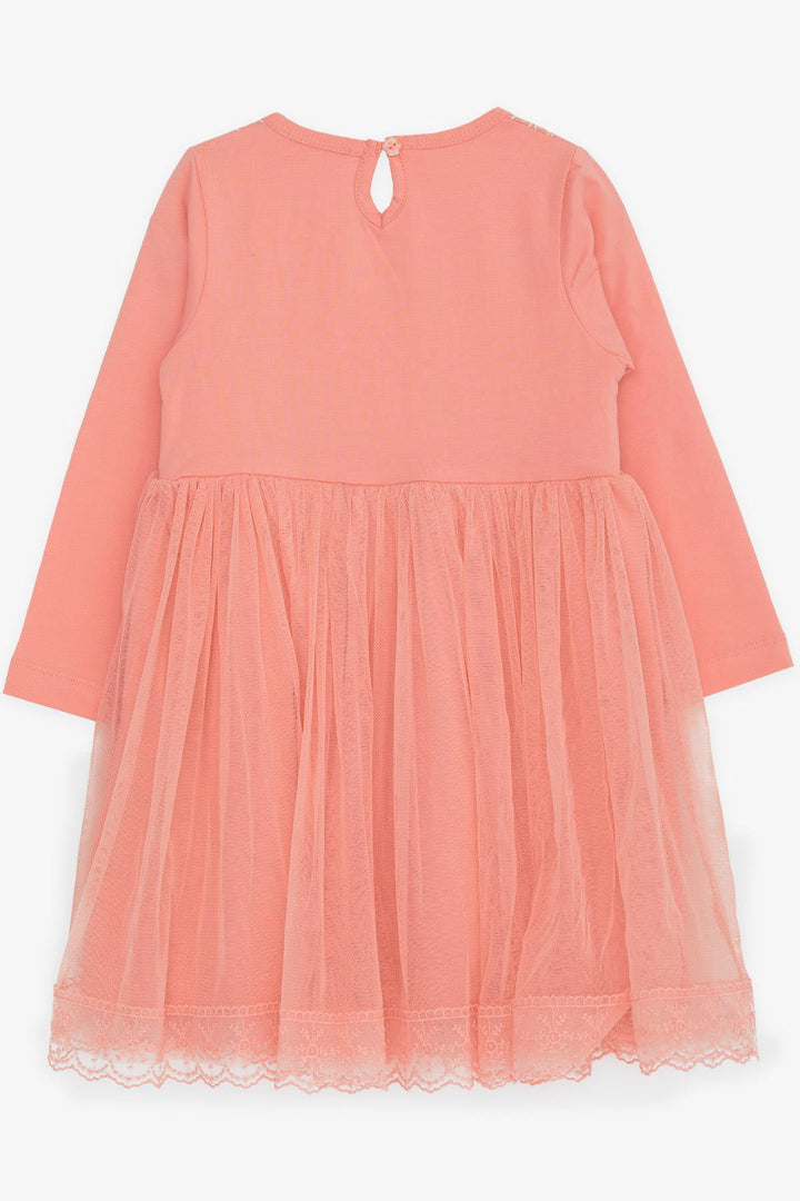BRE Breeze Girl Child Long Sleeve Dress with Bow Tulle 3-8 Years, Salmon - Ascoli Piceno