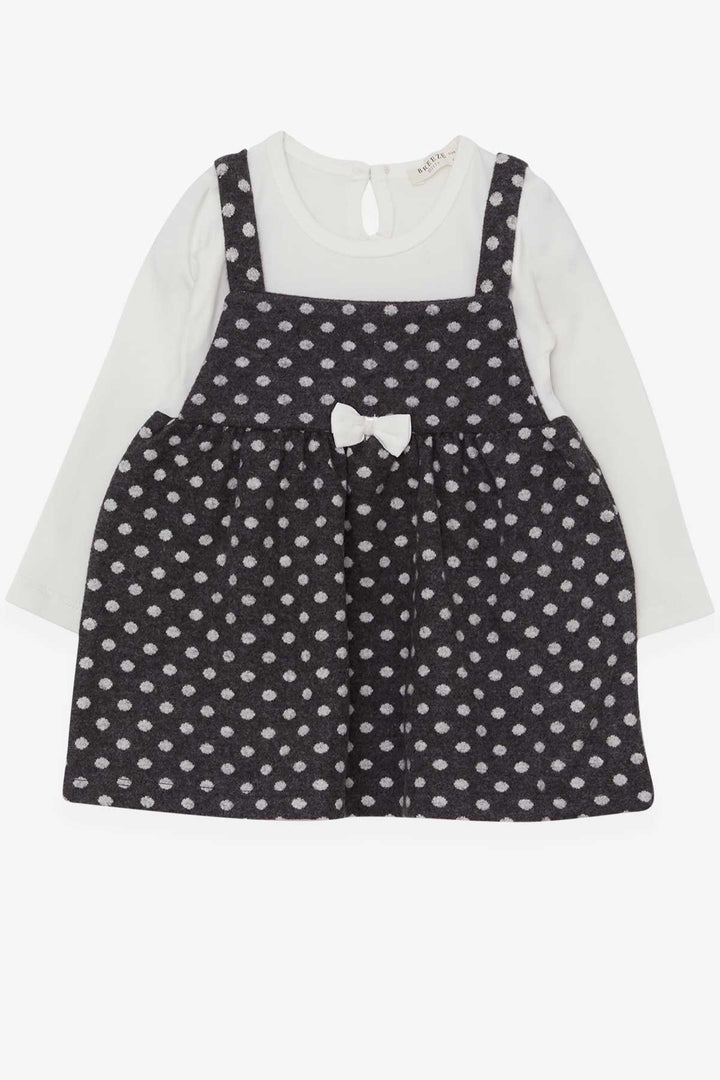 BRE Breeze Girl Child Long Sleeve Dress with Bow Polka Dot Pattern 1.5-5 Years, Smoke Gray - Security-Widefield