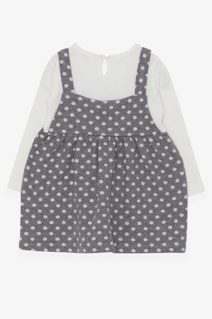 BRE Breeze Girl Child Long Sleeve Dress with Bow Polka Dot Pattern 1.5-5 Years, Gray - San Severo