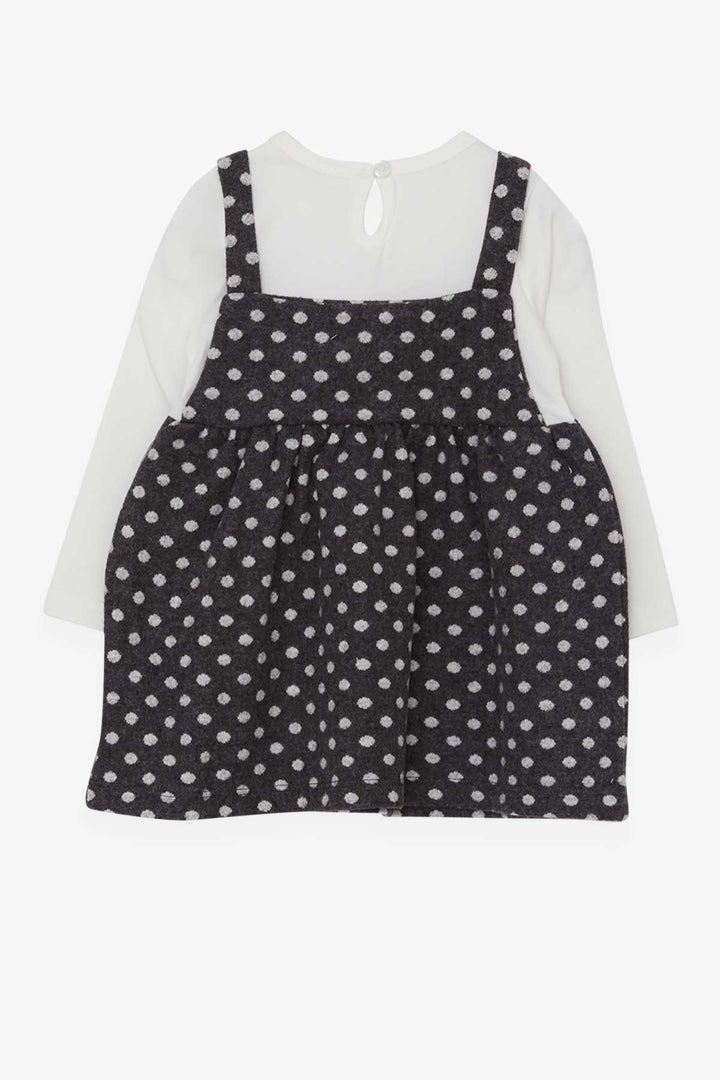 BRE Breeze Girl Child Long Sleeve Dress with Bow Polka Dot Pattern 1.5-5 Years, Smoke Gray - Security-Widefield