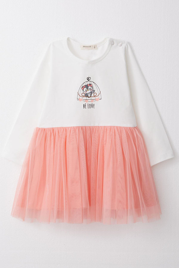 BRE Breeze Girl Child Long Sleeve Dress with Cute Bow Owl Printed 1.5-5 Years, Ecru - Álimos