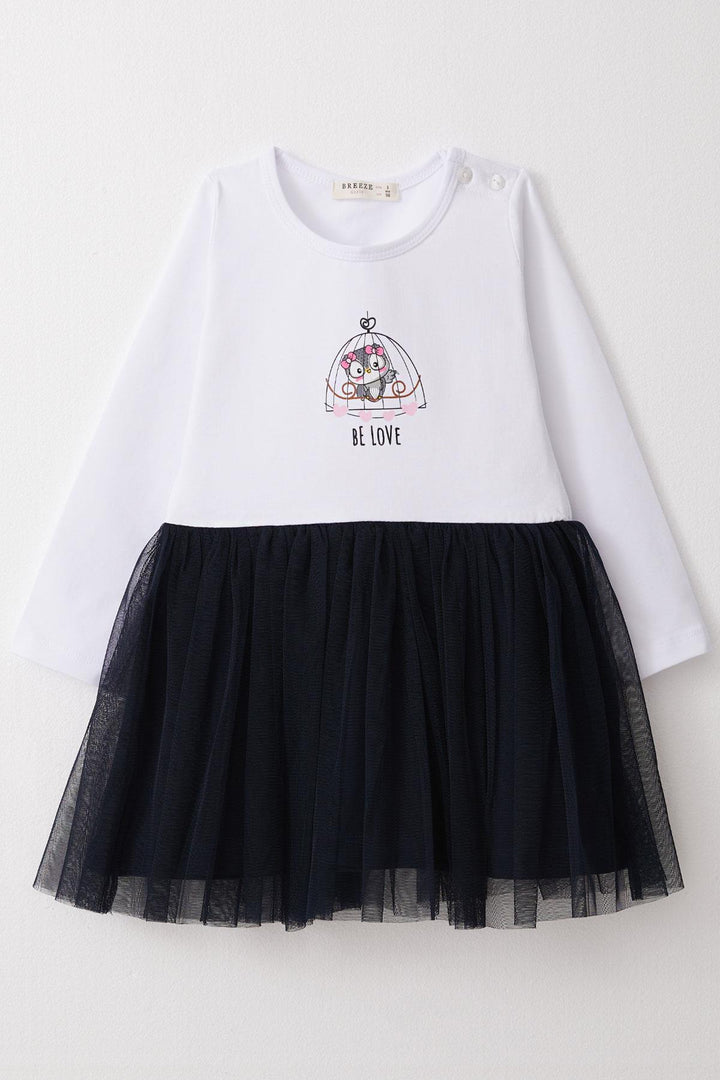 BRE Breeze Girl Child Long Sleeve Dress with Cute Owl Printed Bow 1.5-5 Years, White - Milford city