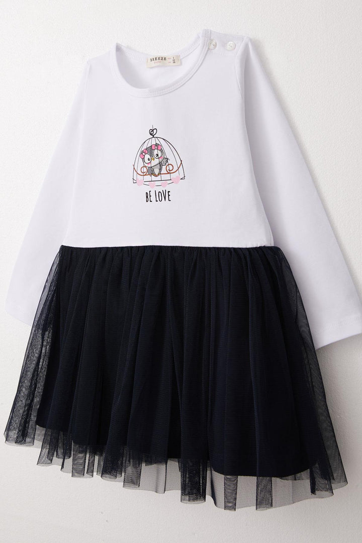 BRE Breeze Girl Child Long Sleeve Dress with Cute Owl Printed Bow 1.5-5 Years, White - Milford city