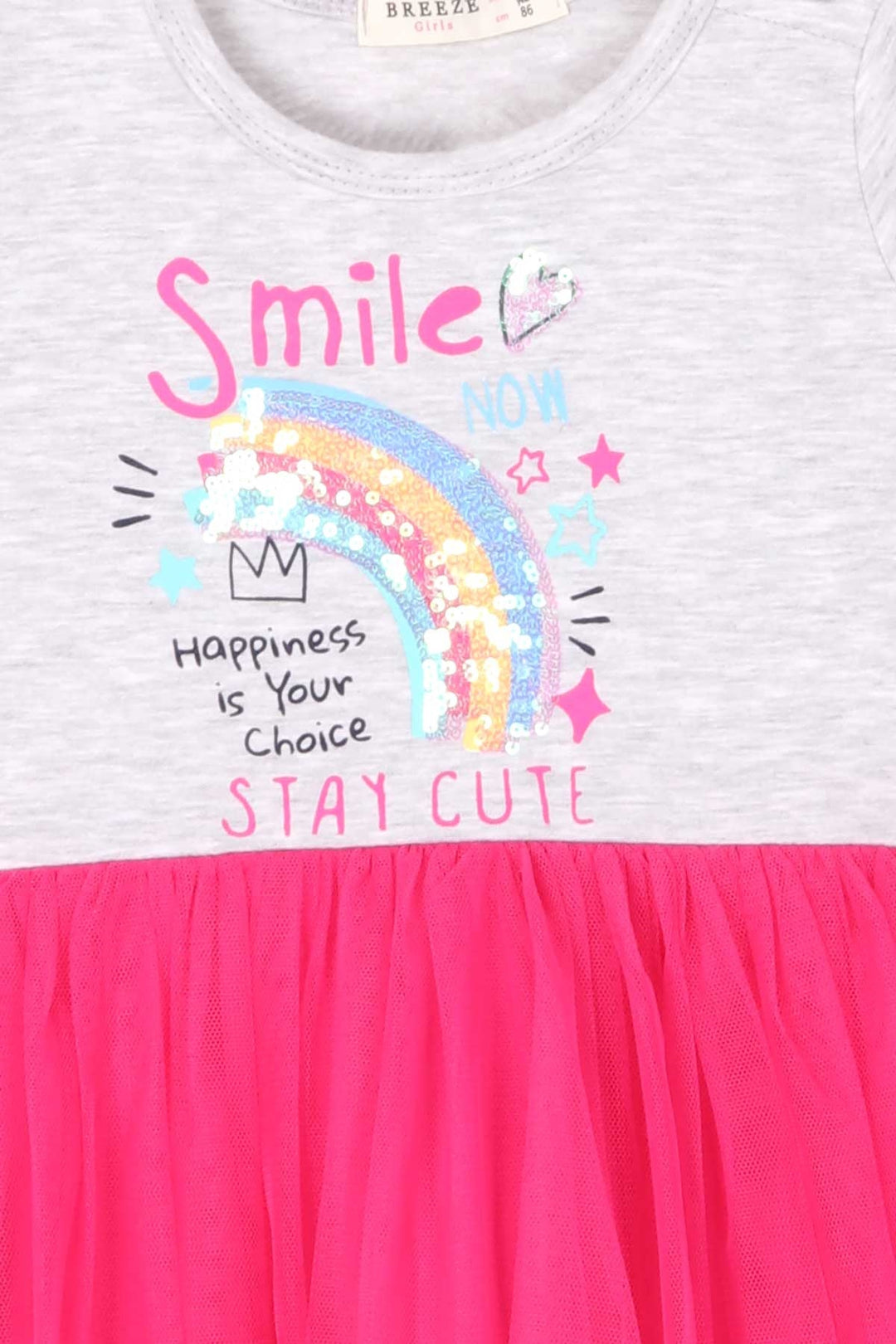 BRE Breeze Girl Child Long Sleeve Dress Rainbow Printed 1.5-5 Years, Grey Melange - Atlantic City