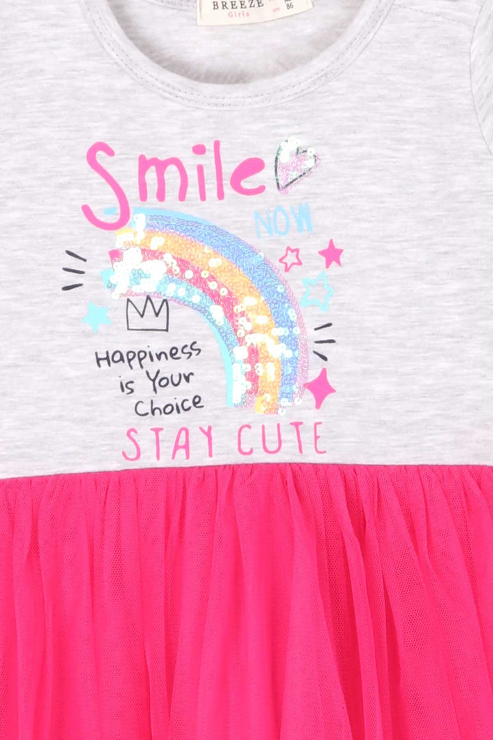 BRE Breeze Girl Child Long Sleeve Dress Rainbow Printed 1.5-5 Years, Grey Melange - Atlantic City