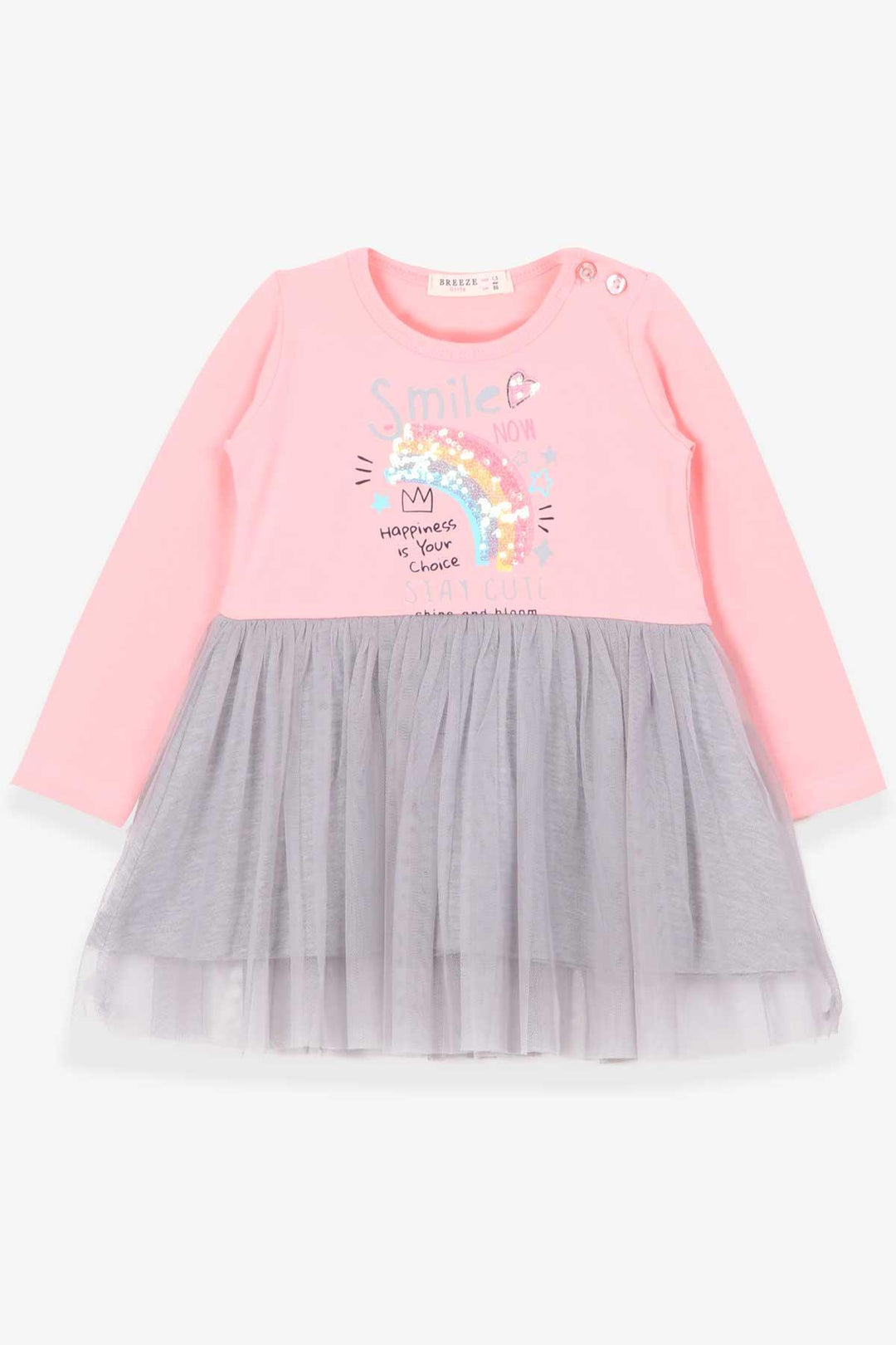 BRE Breeze Girl Child Long Sleeve Dress Rainbow Printed 1.5-5 Years, Powder - Velbert