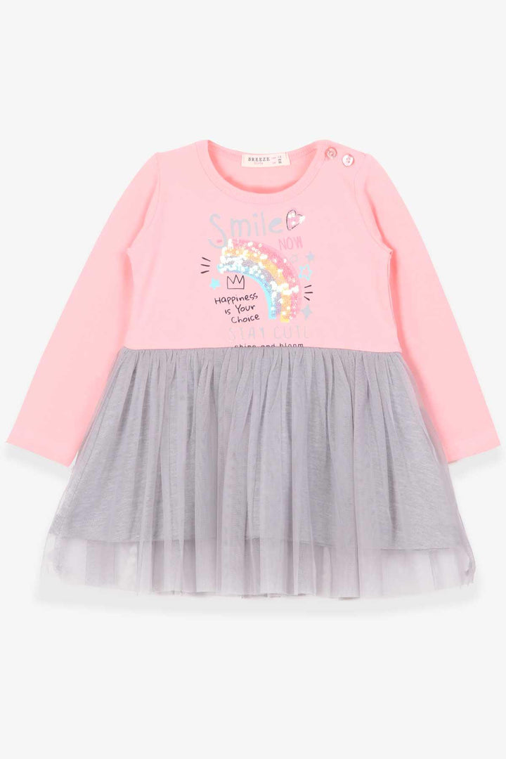 BRE Breeze Girl Child Long Sleeve Dress Rainbow Printed 1.5-5 Years, Powder - Velbert