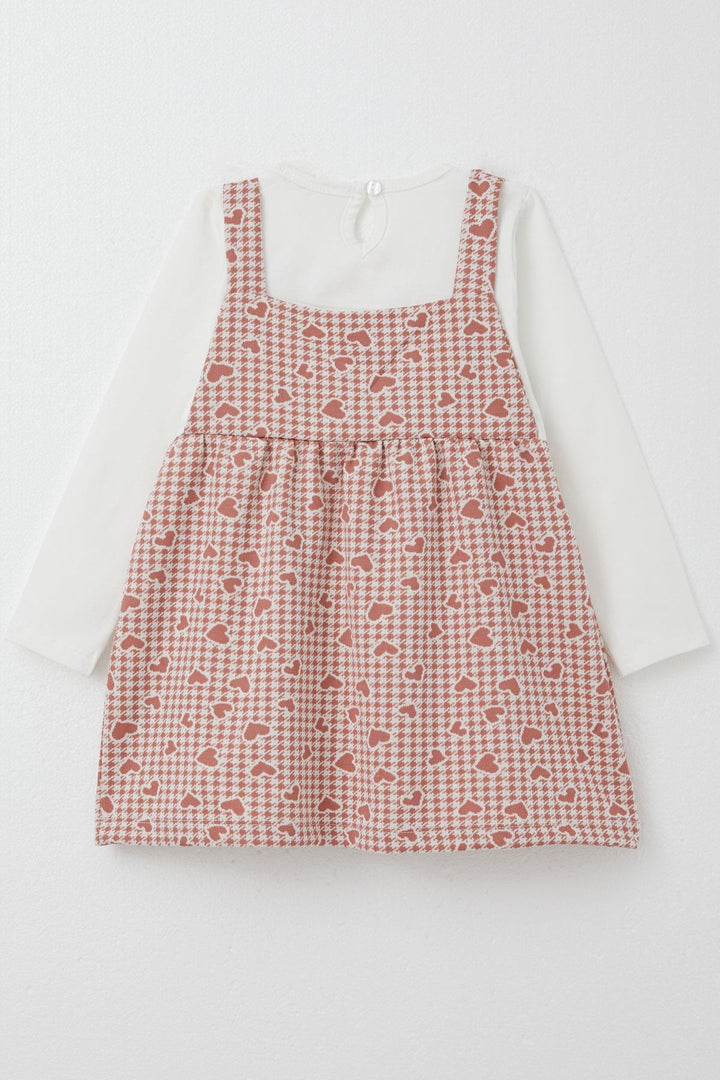 BRE Breeze Girl Child Long Sleeve Dress Heart & Herringbone Patterned 1.5-5 Years, Terracotta - Kampen
