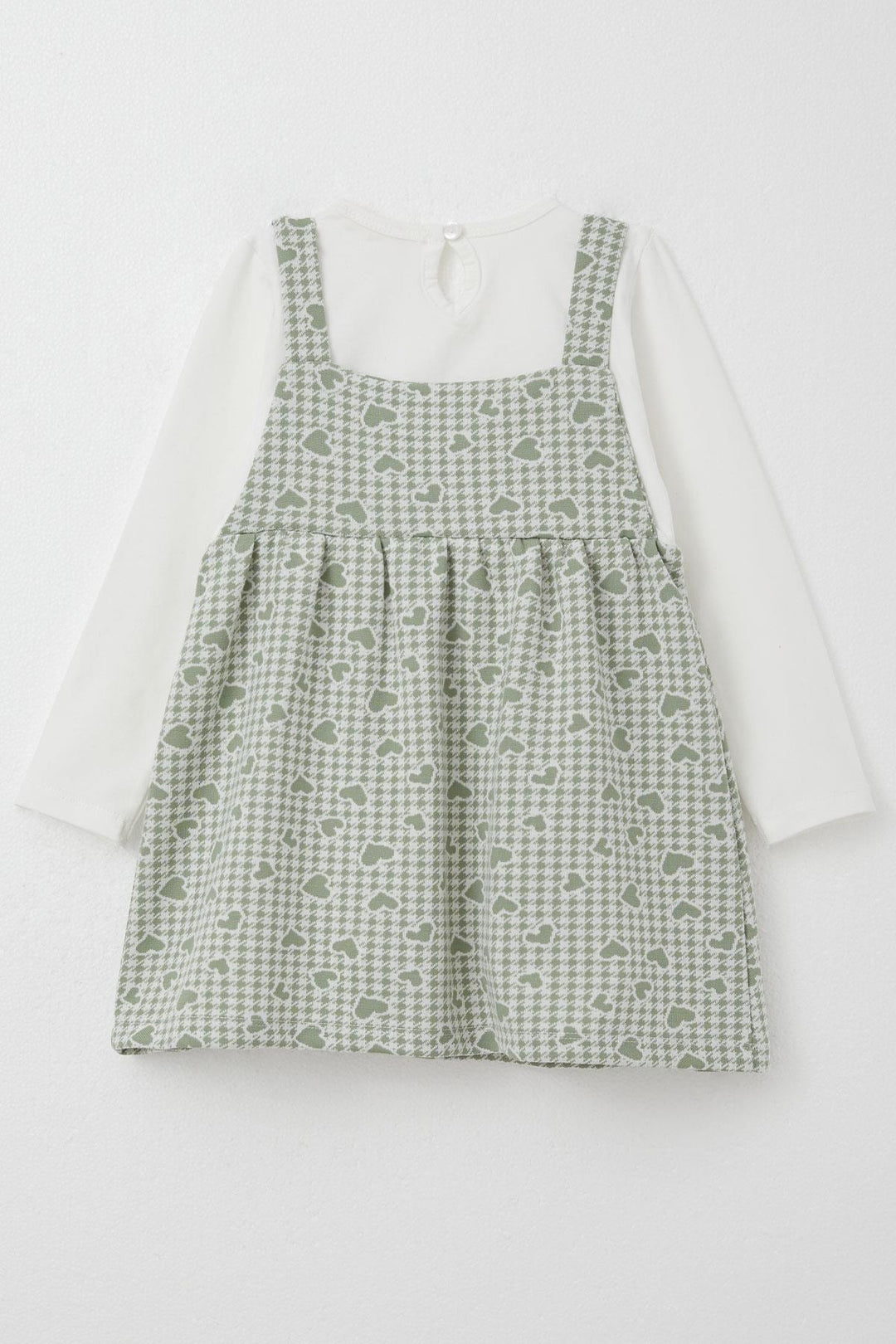 BRE Breeze Girl Child Long Sleeve Dress Heart & Houndstooth Patterned 1.5-5 Years, Mint Green - Oshawa